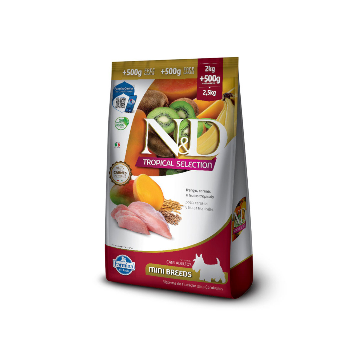 Ração N&D Tropical Selection Para Cães Adultos de Raça Mini Sabor Frango 10+2kg