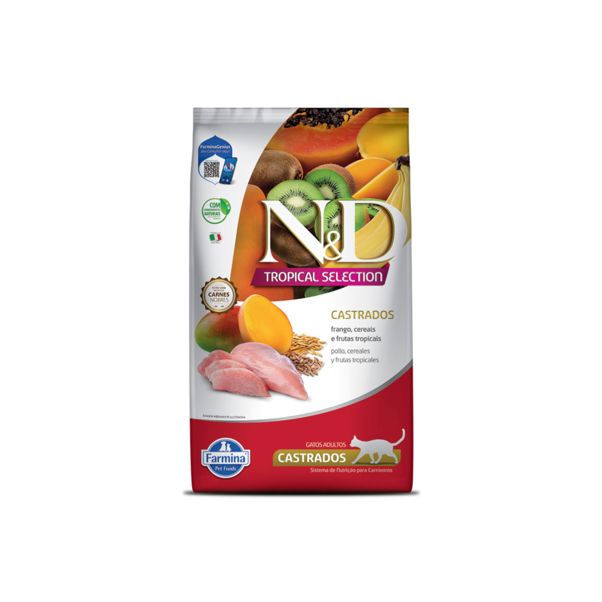 Ração  N&D Tropical Selection para Gatos Adultos Castrados Sabor Frango, Cereais e Frutas Tropicais