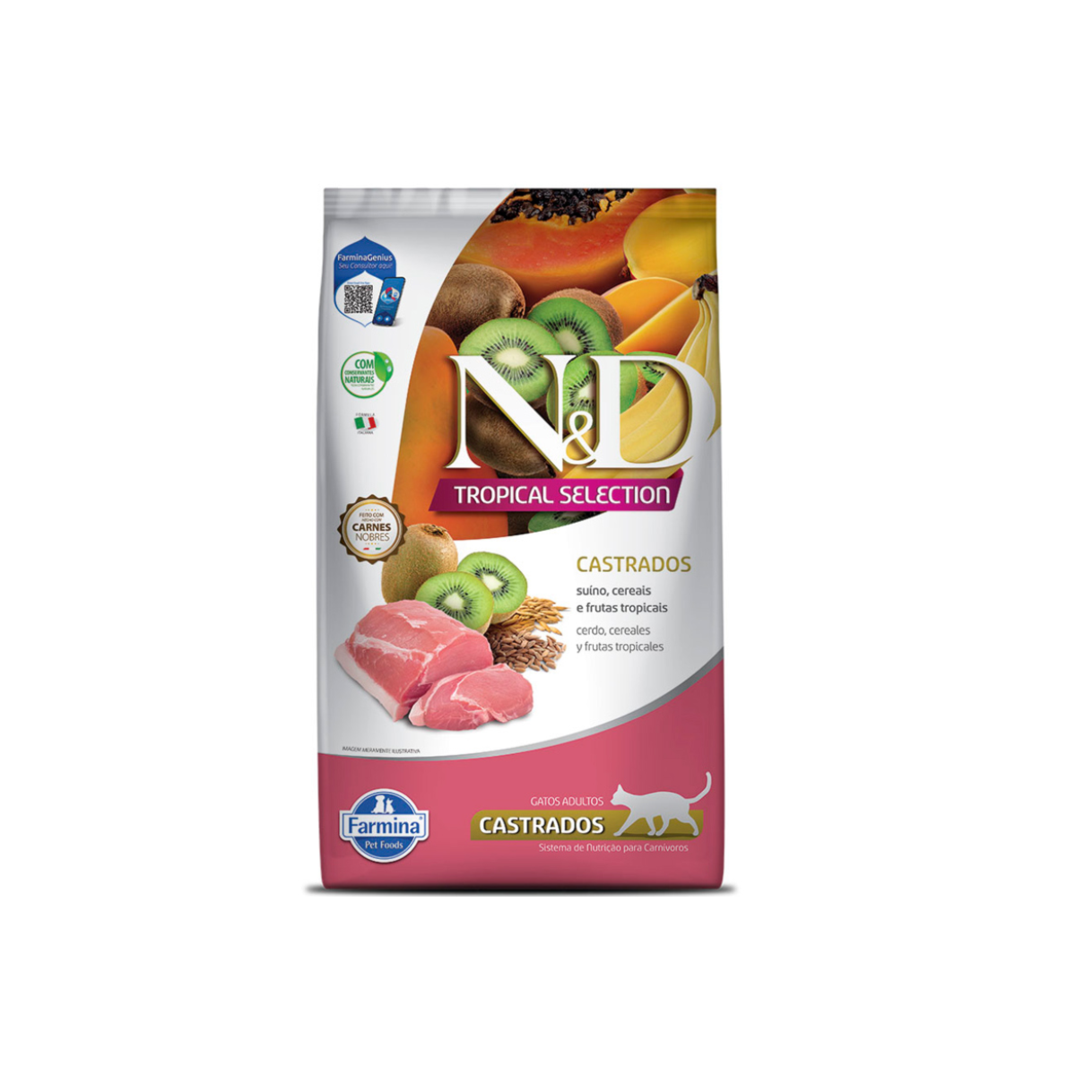 Ração N&D Tropical Selection para Gatos Adultos Castrados Sabor Suíno, Cereais e Frutas Tropicais