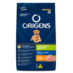 Ração Origens Light para Cães Adultos de Porte Médio e Grande Sabor Frango e Cereais