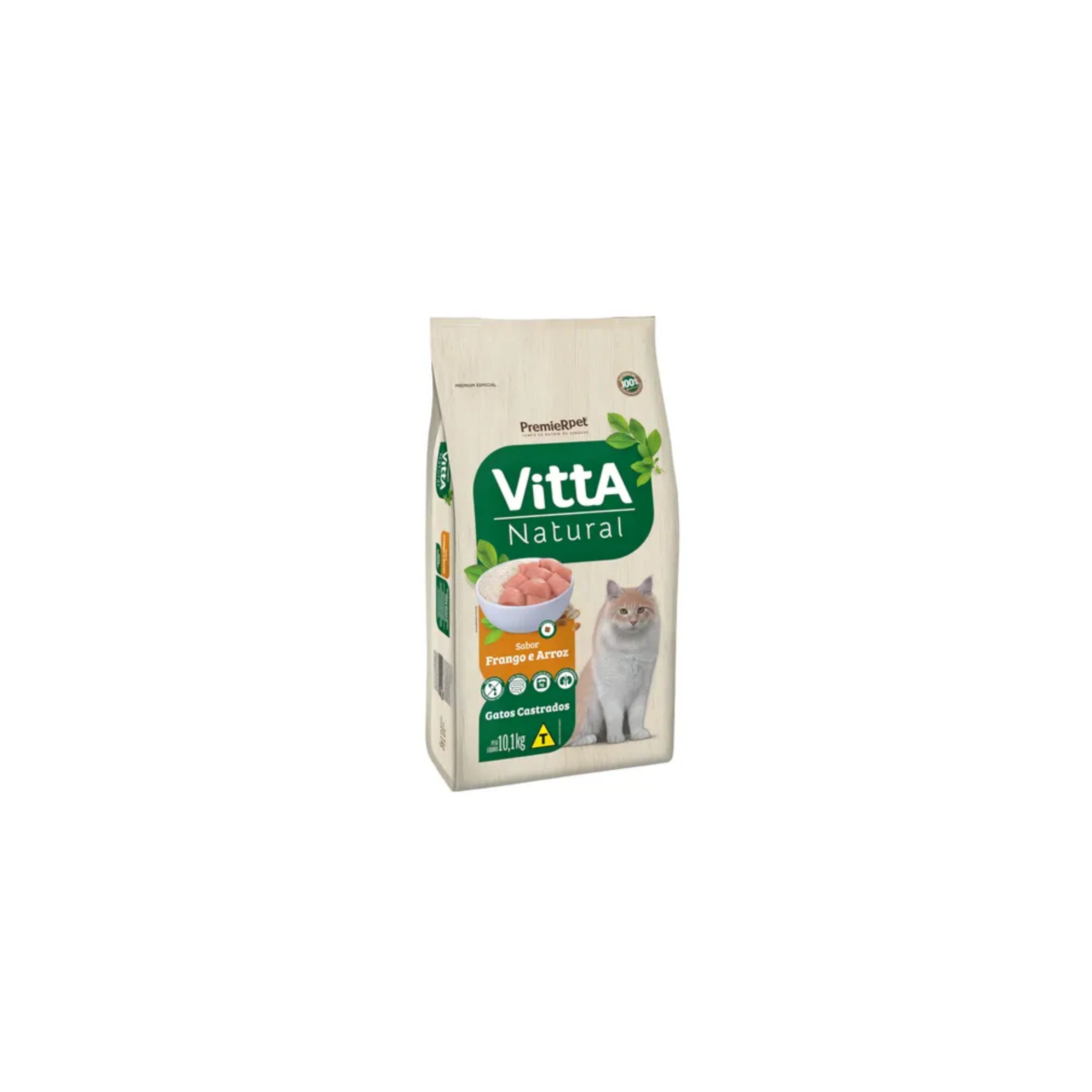 Ração Para Gatos Castrados Frango e Cereais Integrais 10,1kg Vitta Natural
