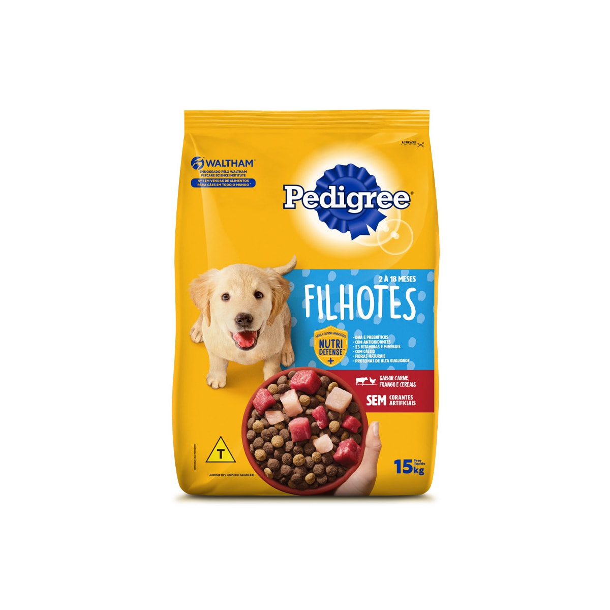 Ração Pedigree para Cães Filhotes de Porte Médio e Grande Sabor Carne, Frango e Cereais