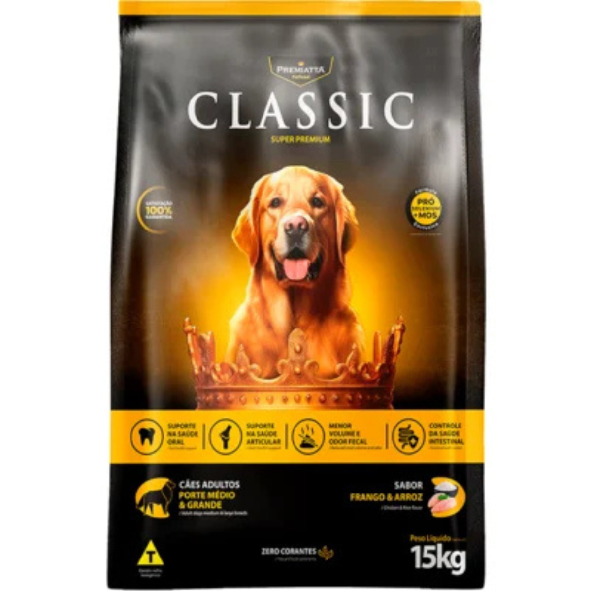 RAÇÃO PREMIATTA CLASSIC ADULTOS PORTE MEDIO E GRANDE 15KG