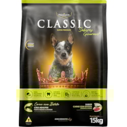 RAÇÃO PREMIATTA CLASSIC ADULTOS SABORES BIFE GRELHADO PORTE MEDIO E GRANDE 15KG