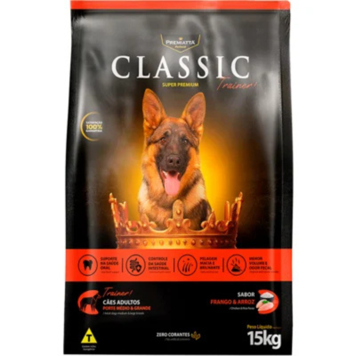 RAÇÃO PREMIATTA CLASSIC TRAINER CÃES ADULTOS PORTE MEDIO E GRANDE 15KG