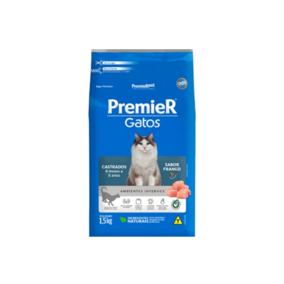 Ração Premier Formula Gatos Adultos Castrados 1,5kg Sabor Salmão