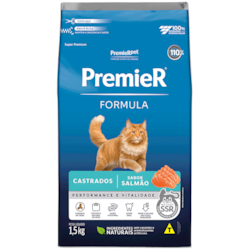 Ração Premier Formula Gatos Adultos Castrados  Sabor Salmão