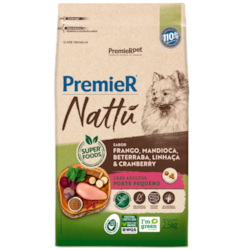 RAÇÃO PREMIER NATTU CÃES ADULTOS RAÇAS PEQUENAS GRAIN FREE 2,5 KG