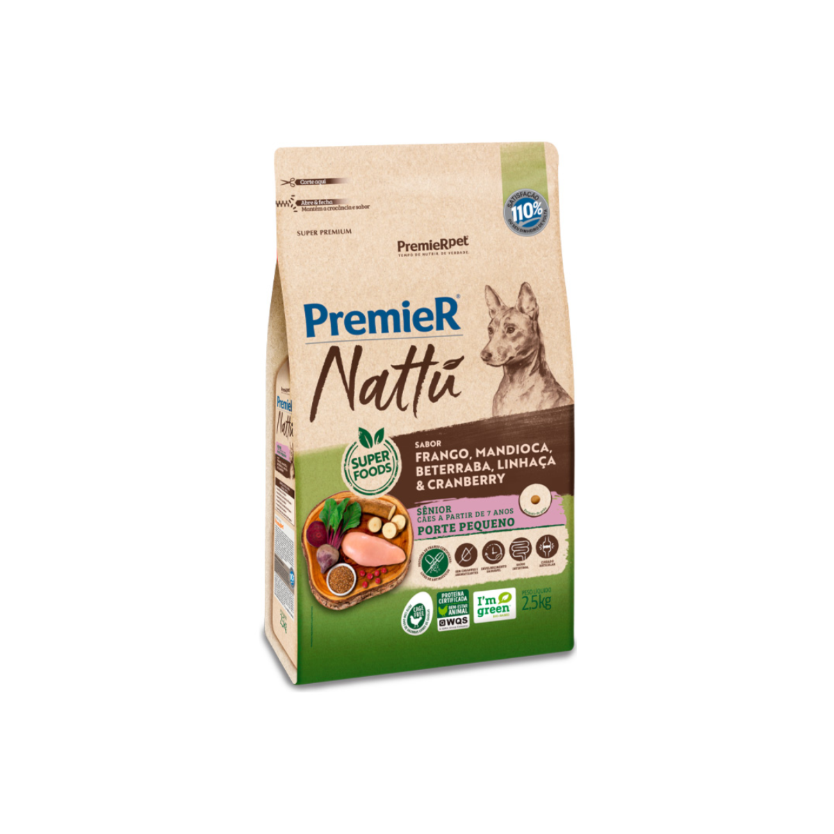 Ração Premier Nattu para Cães Sênior de Porte Pequeno Sabor Mandioca