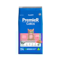 Ração Premier Pet Ambientes Internos Gatos Filhotes Pelos Longos Salmão