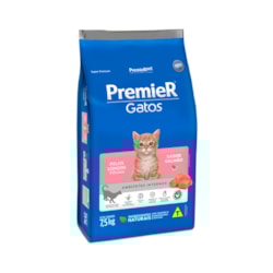 Ração Premier Pet Ambientes Internos Gatos Filhotes Pelos Longos Salmão