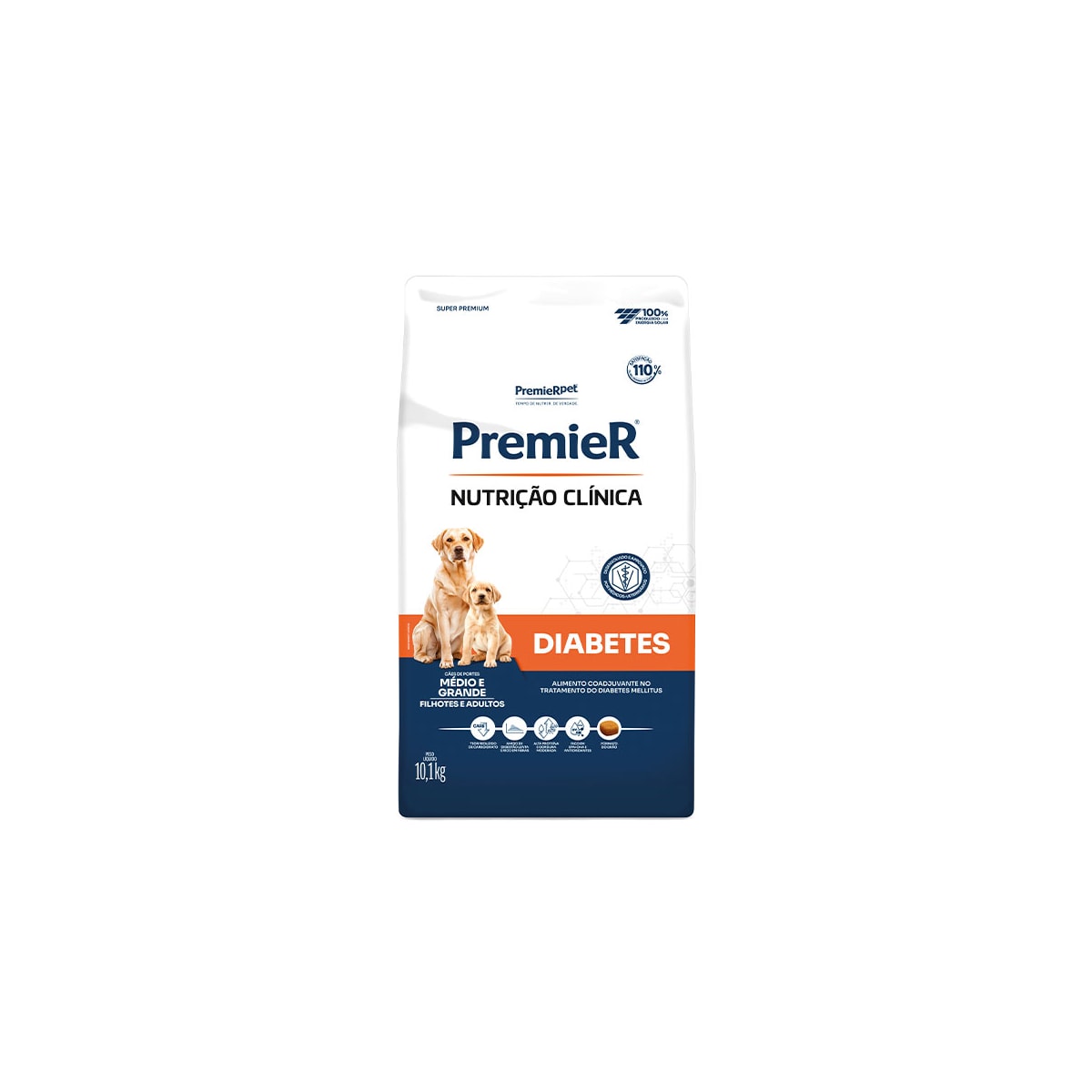 Ração Premier Pet Nutrição Clínica Diabetes Cães Adultos e Filhotes Médio Grande Sabor Mix 10,1Kg
