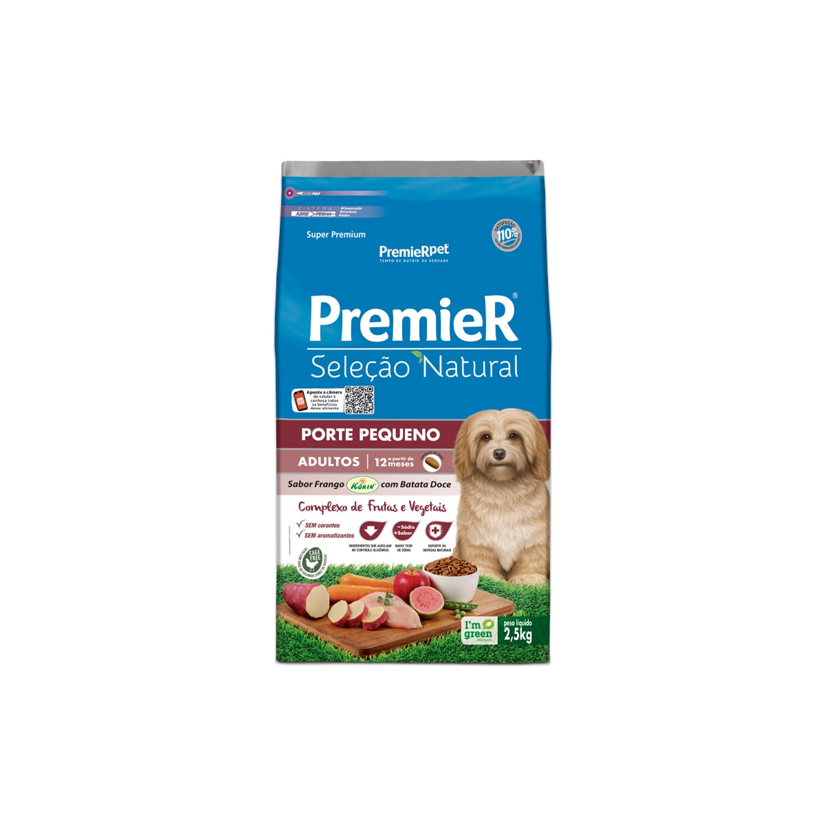 Ração Premier Seleção Natural para Cães Adultos de Raças Pequenas Sabor Batata Doce