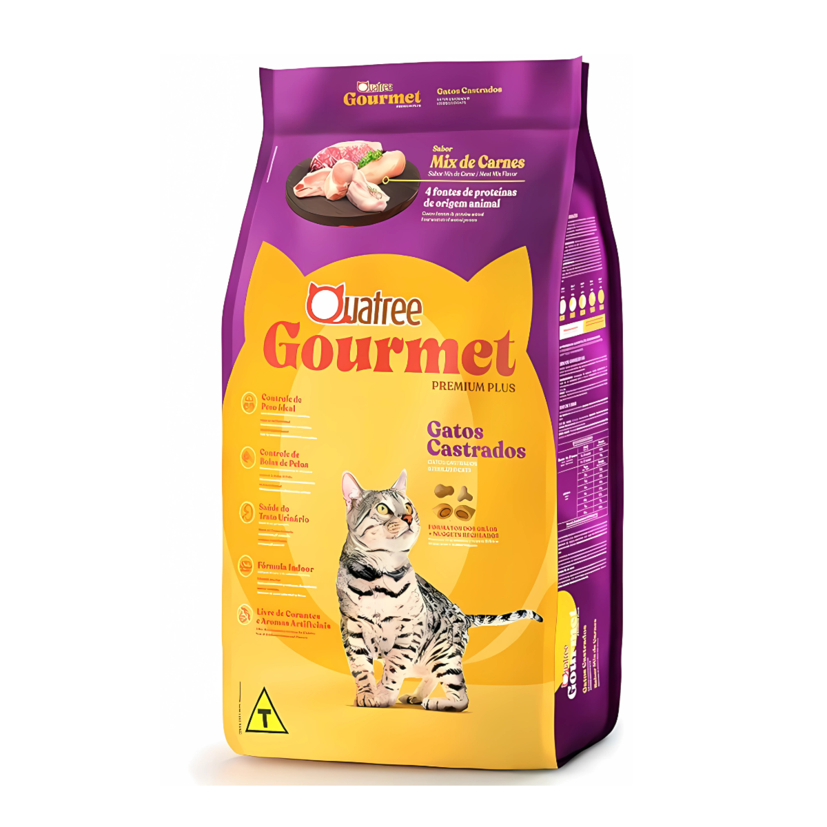 Ração Quatree Gourmet para Gatos Adultos Castrados Sabor Mix de Carnes