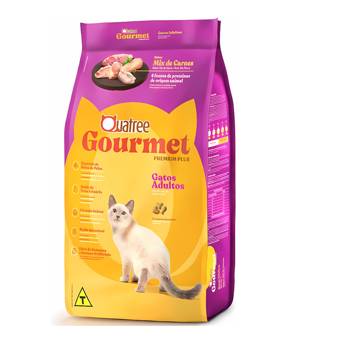 Ração Quatree Gourmet para Gatos Adultos Sabor Mix De Carne