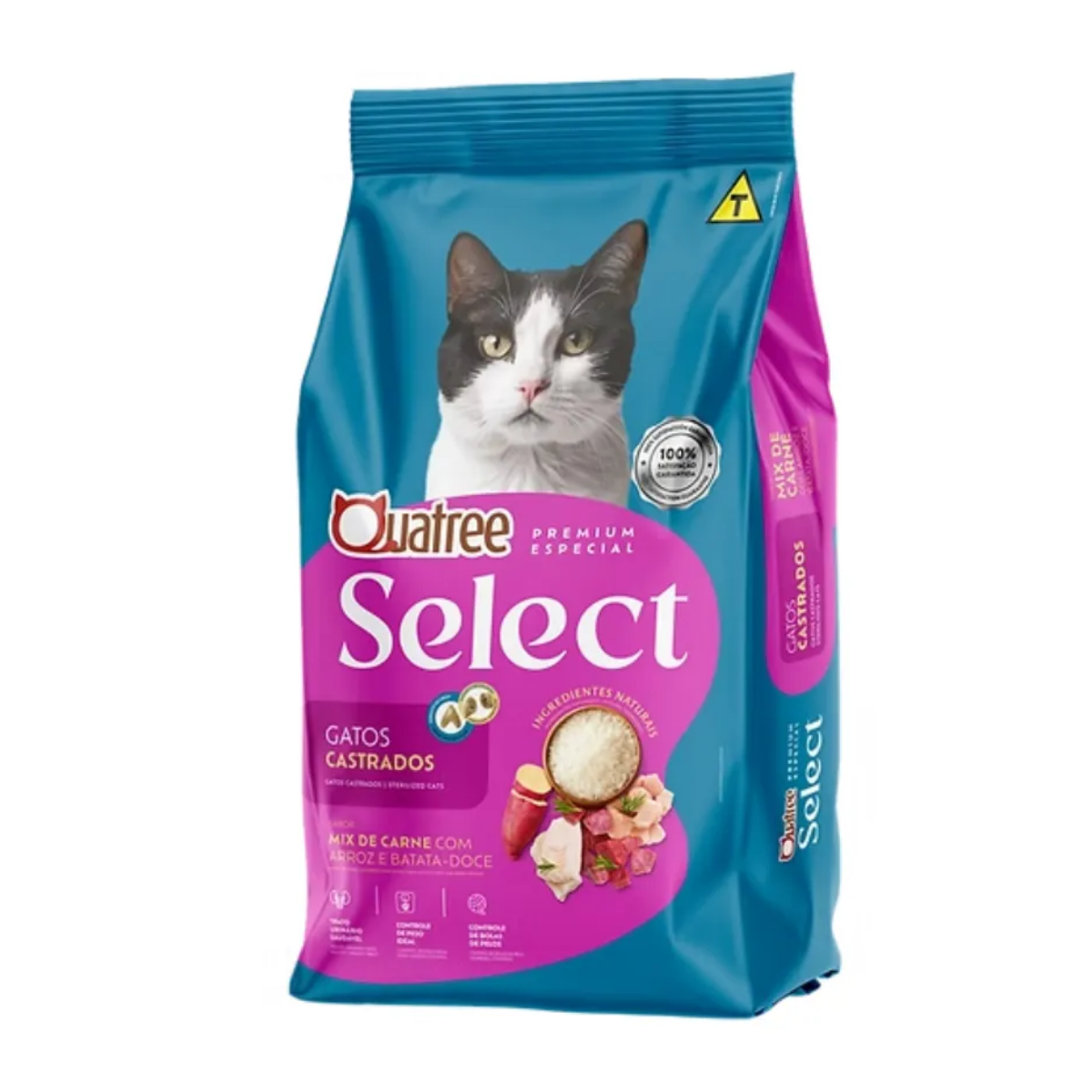 RAÇÃO QUATREE SELECT GATOS CASTRADOS MIX DE CARNES 20KG