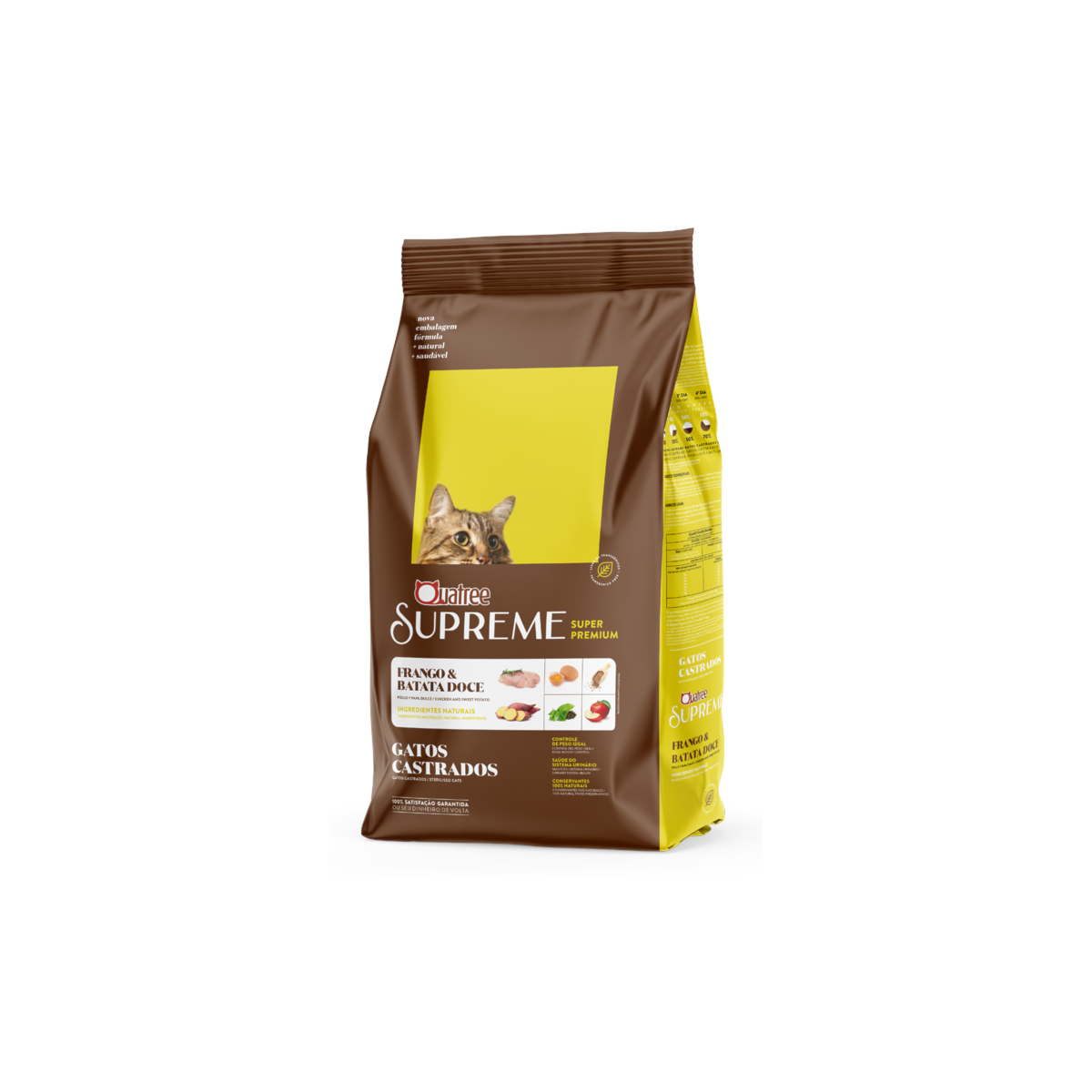 Ração Quatree Supreme para Gatos Castrados Sabor Frango e Batata Doce