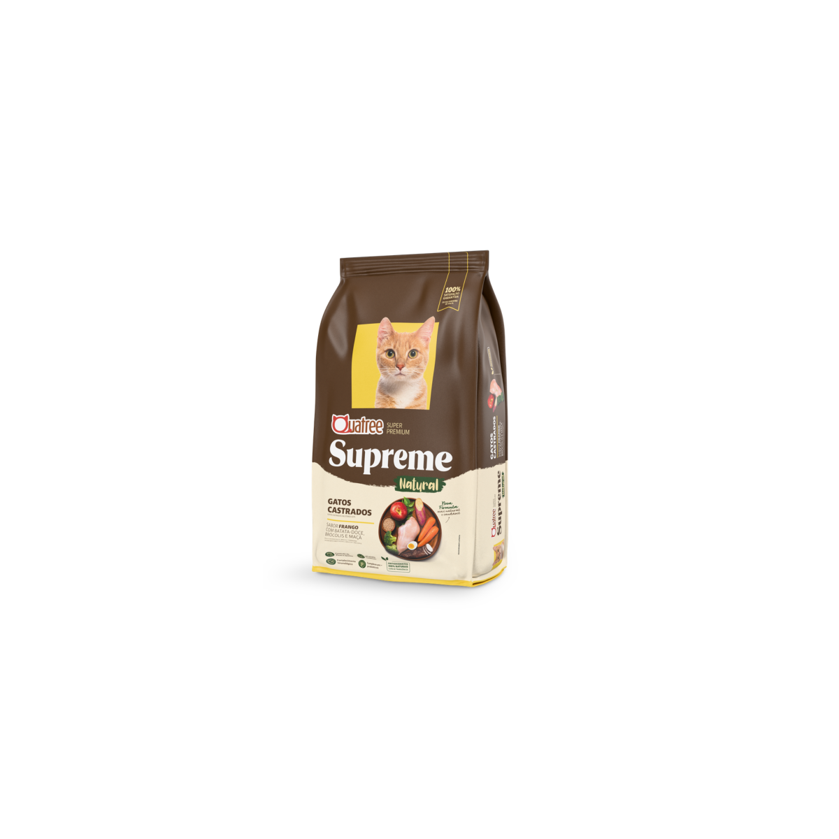 Ração Quatree Supreme para Gatos Castrados Sabor Frango e Batata Doce