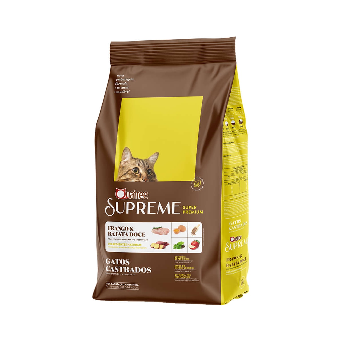 Ração Quatree Supreme para Gatos Castrados Sabor Frango e Batata Doce