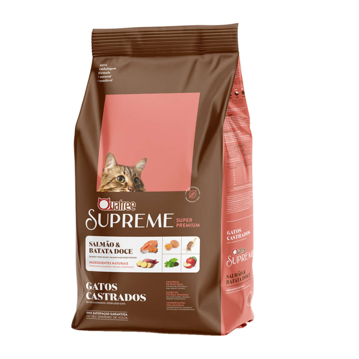 Ração Quatree Supreme para Gatos Castrados Sabor Salmão e Batata Doce