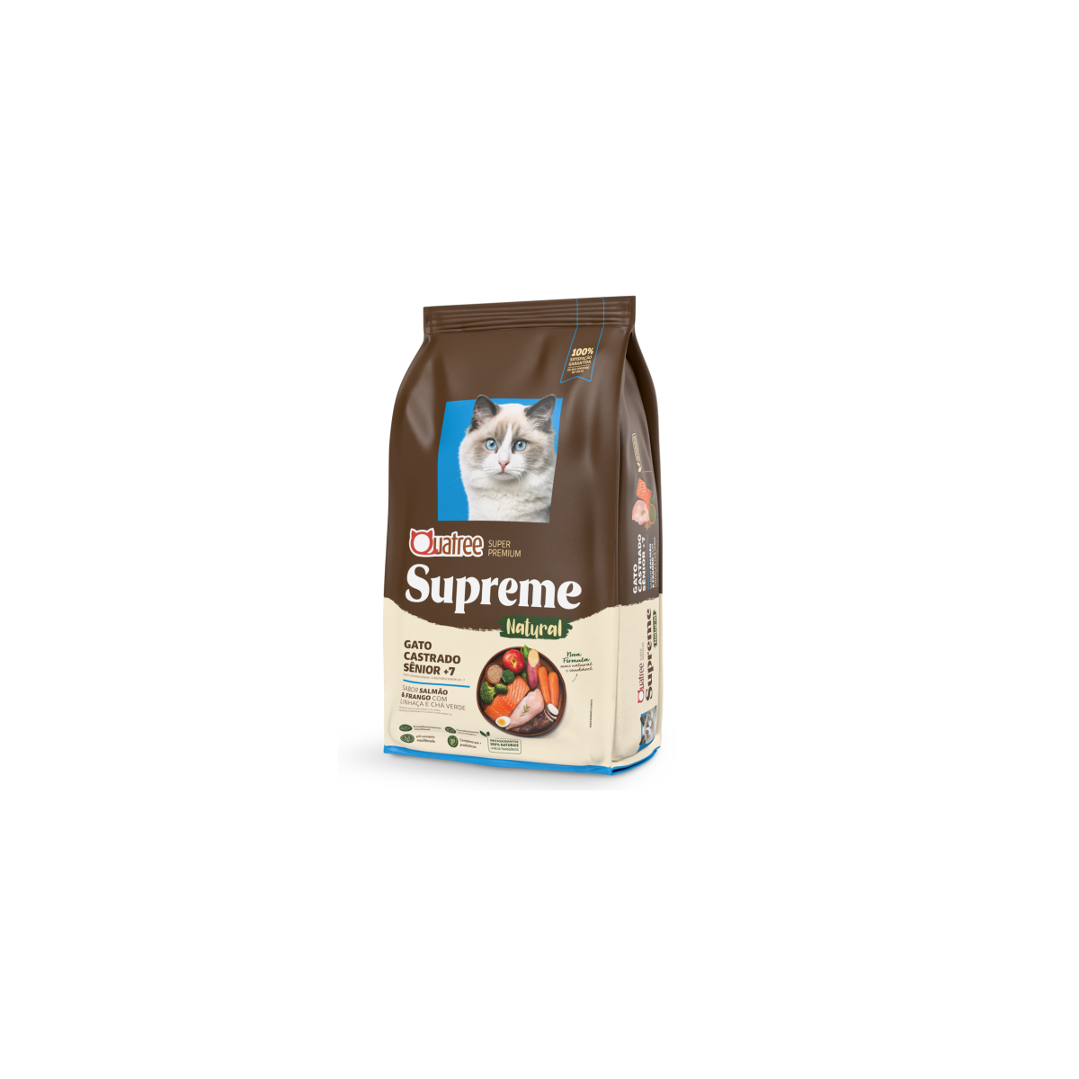 Ração Quatree Supreme para Gatos Sênior +7 Sabor Salmão e Frango 10.1KG