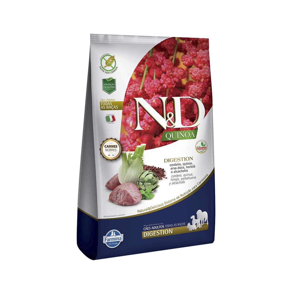 Ração Quinoa N&D para Cães Adultos Digestion sabor Cordeiro