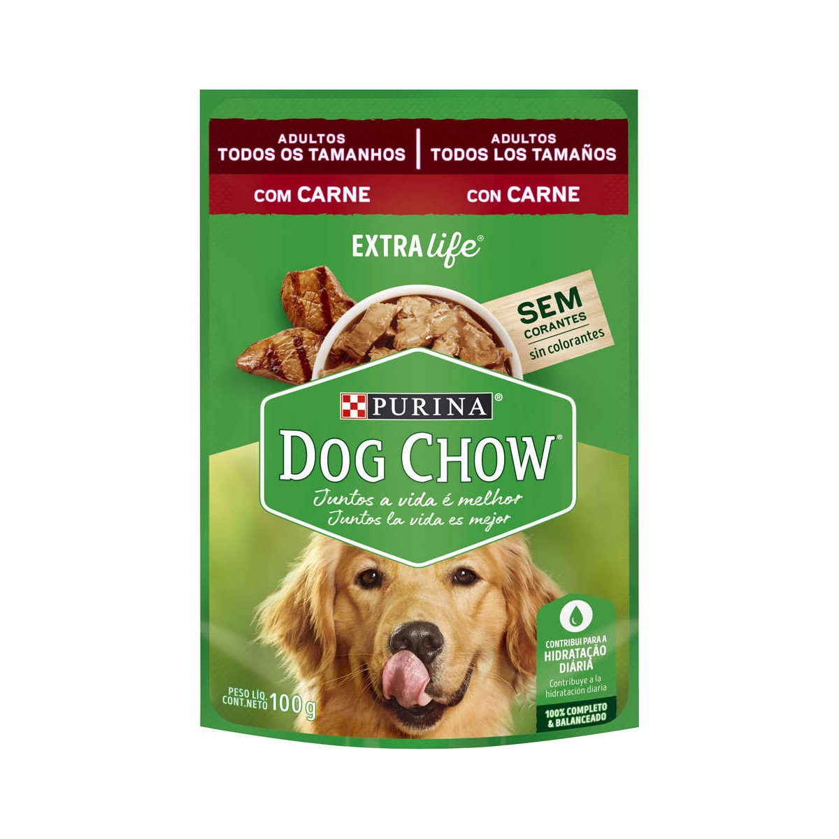 Ração Úmida Dog Chow Sabor Carne para Cães Adultos - 100g