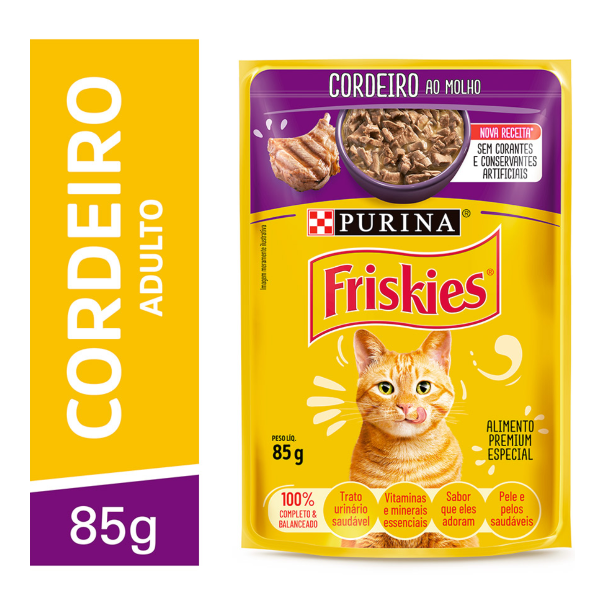 Ração Úmida Friskies para Gatos Adultos Sabor Cordeiro ao Molho 85g