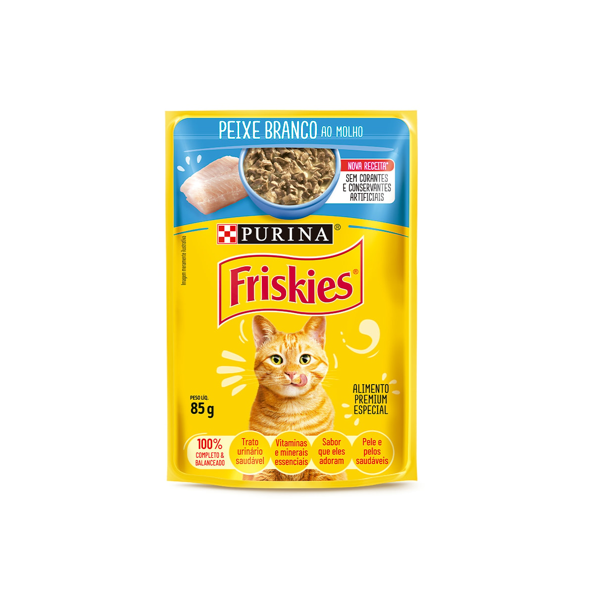 Ração Úmida Friskies Sachê para Gatos Adultos Sabor Peixe ao Molho