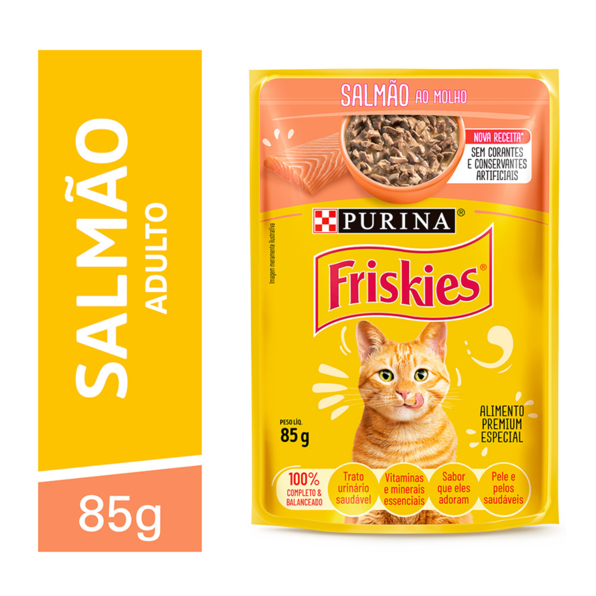 Ração Úmida Friskies Sachê para Gatos Adultos Sabor Salmão ao Molho - 85g