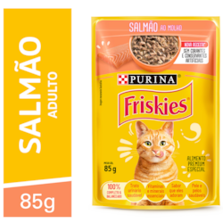 Ração Úmida Friskies Sachê para Gatos Adultos Sabor Salmão ao Molho - 85g