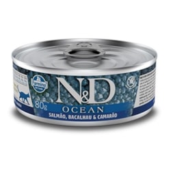 Ração Úmida N&D Ocean para Gatos Adultos Sabor Salmão Bacalhau e Camarão 80g