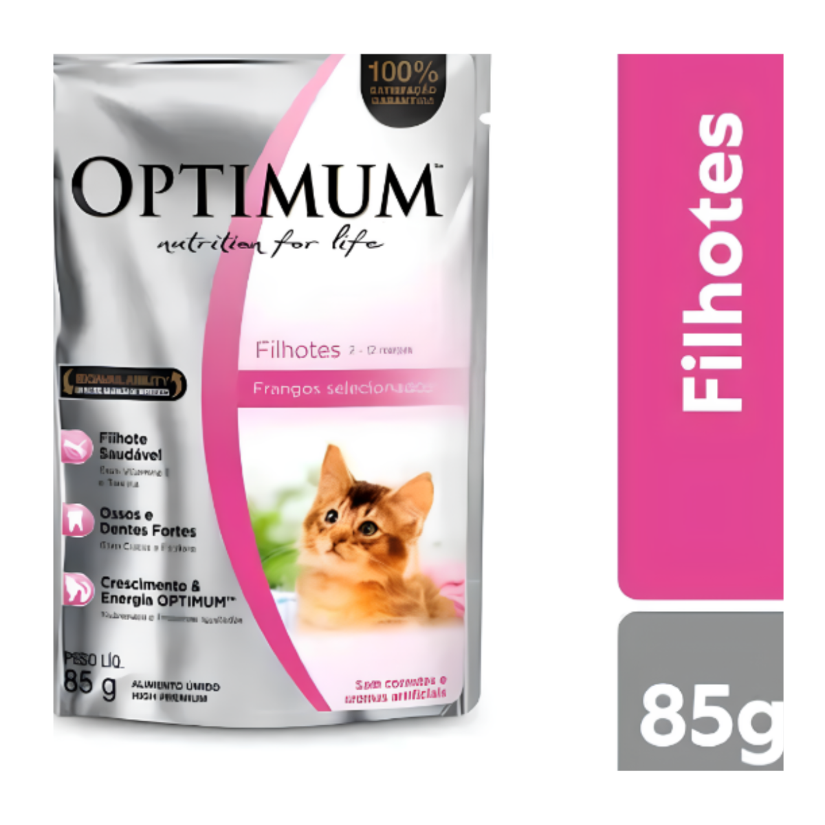 Ração Úmida Optimum Sachê para Gatos Filhotes Frango 85 g