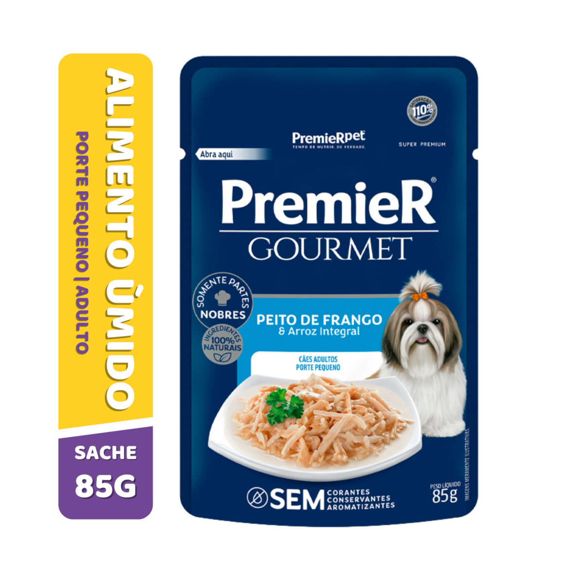 Ração Úmida Premier Gourmet para Cães Adultos Raças Pequenas Sabor Peito de Frango 85g