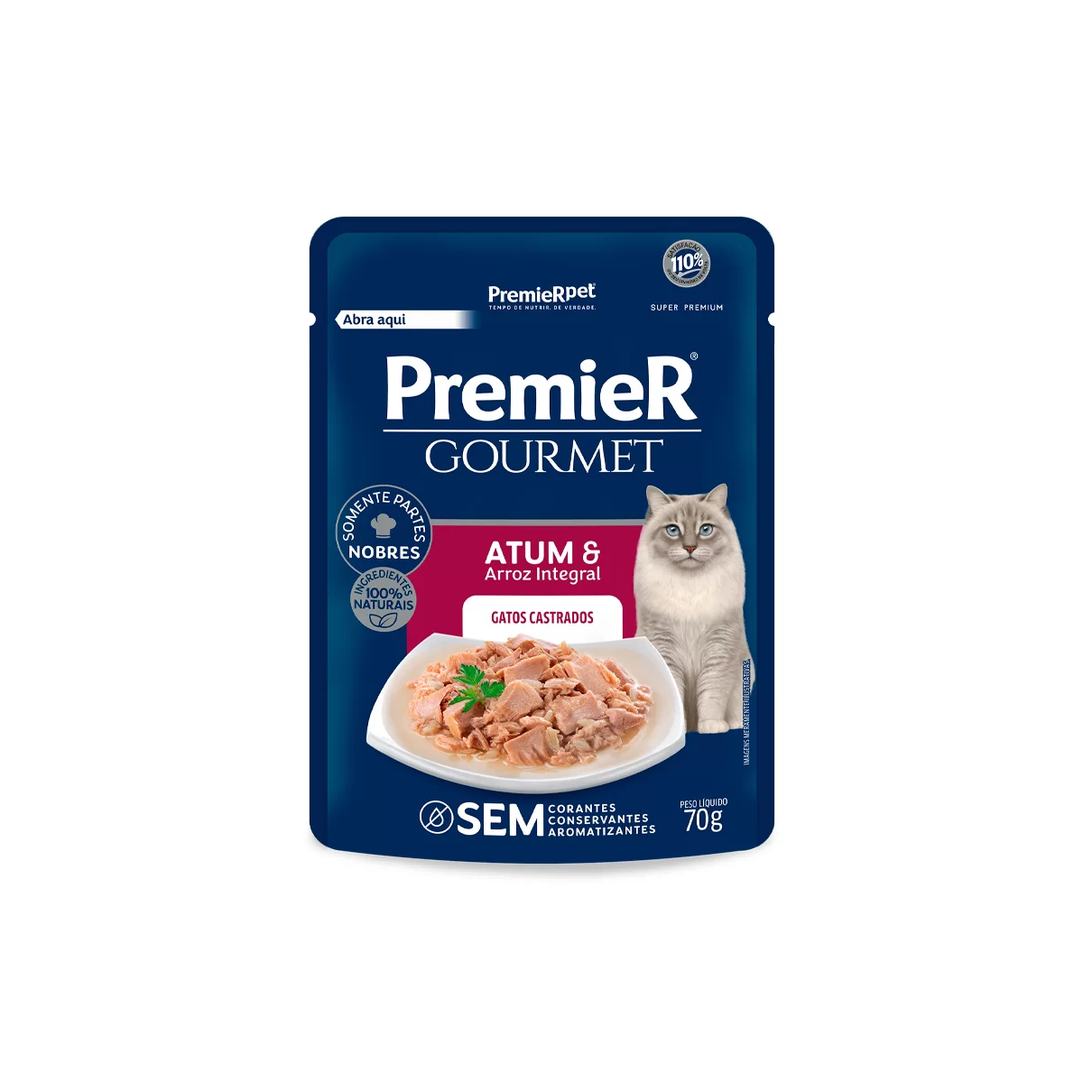 Ração Úmida Premier Gourmet para Gatos Adultos Castrados Sabor Atum 70g