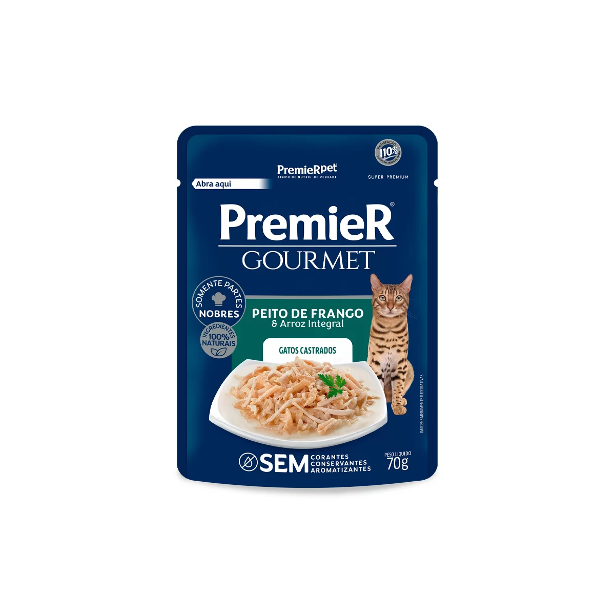 Ração Úmida Premier Gourmet para Gatos Adultos Castrados Sabor Frango 70g