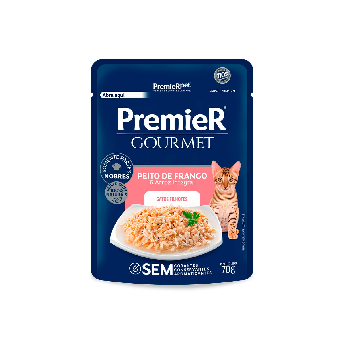 Ração Úmida Premier Gourmet para Gatos Filhotes Sabor Peito de Frango e Arroz Integral 70g