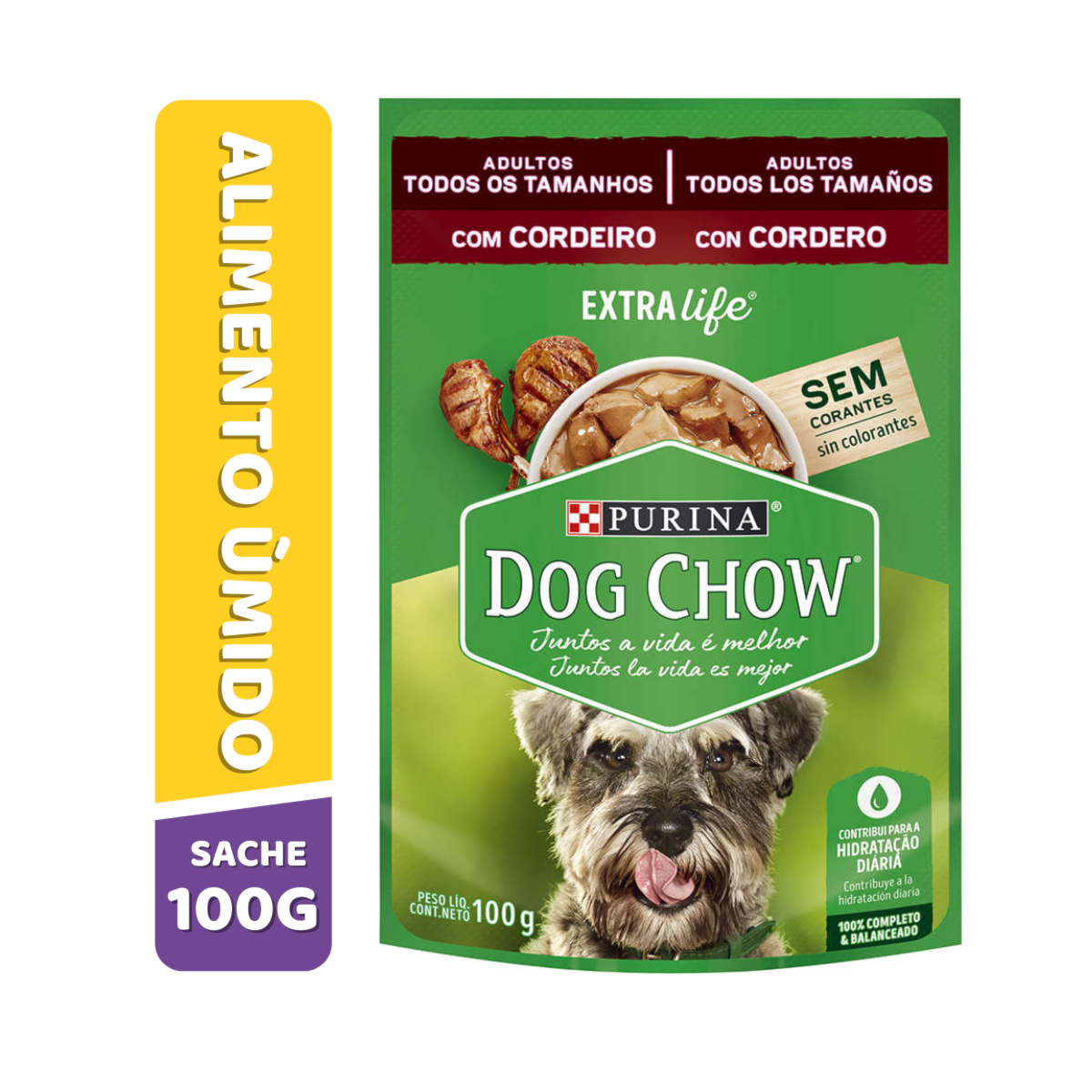 Ração Úmida Sachê Dog Chow para Cães Adultos Sabor Cordeiro