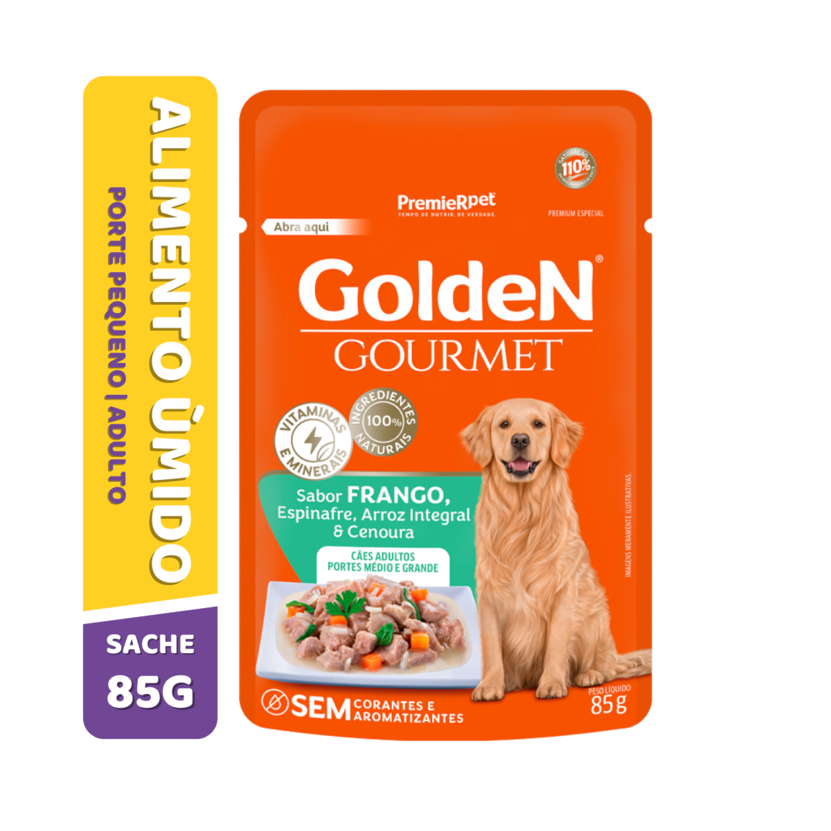 Ração Úmida Sachê Golden Gourmet para Cães Adultos de Porte Médio e Grande