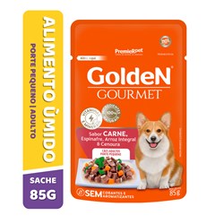 Ração Úmida Sachê Golden Gourmet para Cães Adultos de Porte Pequeno Sabor Carne