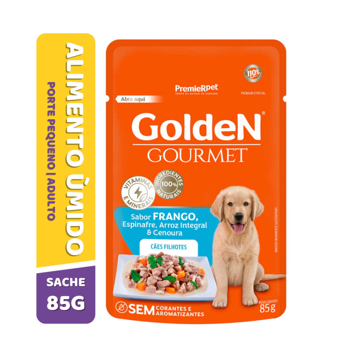 Ração Úmida Sachê Golden Gourmet para Cães Filhotes Sabor Frango