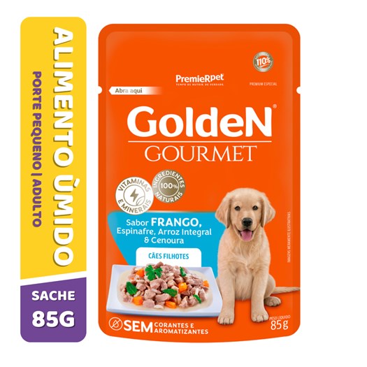 Ração Úmida Sachê Golden Gourmet para Cães Filhotes Sabor Frango