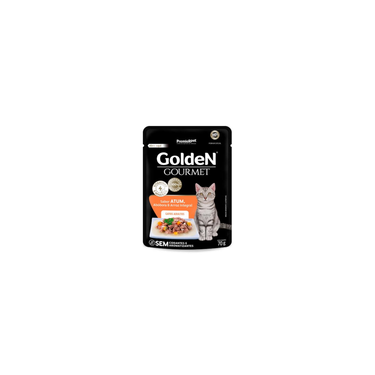 Ração Úmida Sachê Golden Gourmet para Gatos Adultos Sabor Atum 70g