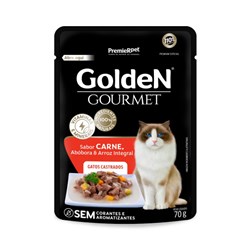 Ração Úmida Sachê Golden Gourmet para Gatos Castrados Sabor Carne 70g