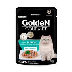 Ração Úmida Sachê Golden Gourmet para Gatos Castrados Sabor Frango 70g