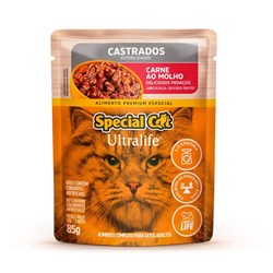 Ração Úmida Sachê Special Cat para Gatos Adultos Castrados Sabor Carne 85g