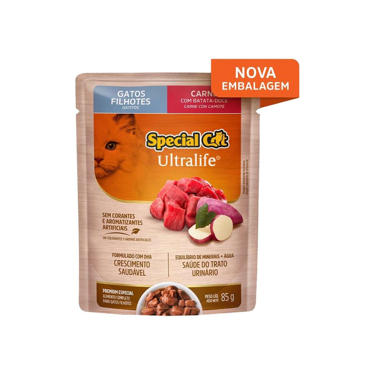 Ração Úmida Sachê Special Cat para Gatos Filhotes Sabor Carne 85g