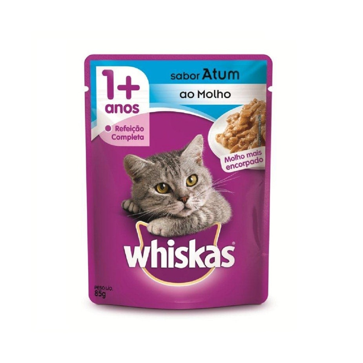 Ração Úmida Whiskas Sachê para Gatos Adultos Sabor Atum 85g