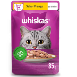 Ração Úmida Whiskas Sachê para Gatos Adultos Sabor Frango ao Molho - 85g