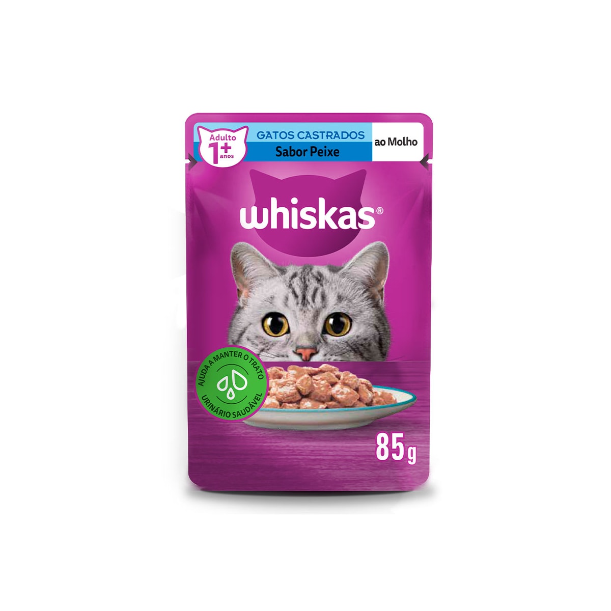 Ração Úmida Whiskas Sachê para Gatos Castrados Sabor Peixe 85g